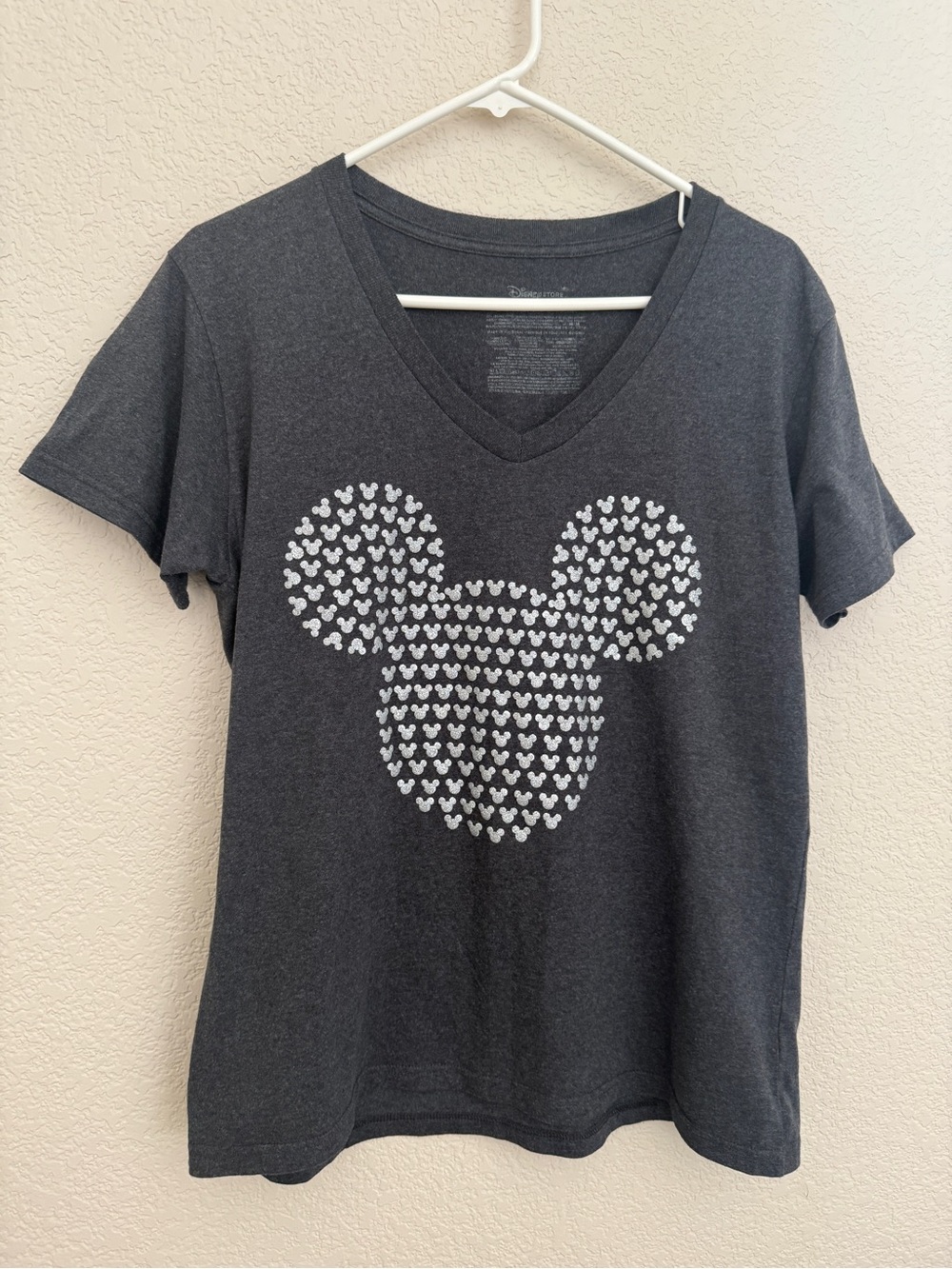 Disney Gray & Silver Glitter Mickey Mouse Tee Women’s XL